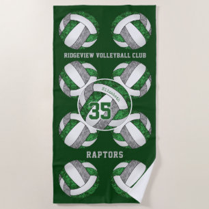 green grey team colours gifts girly volleyballs  beach towel