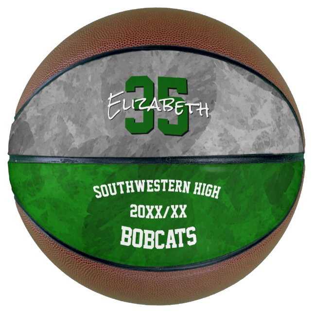 Green grey team colours sports season keepsake  basketball (Front)
