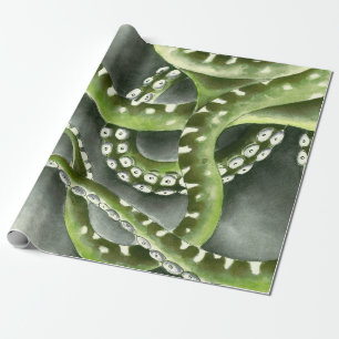 Green Grey Tentacles Wrapping Paper