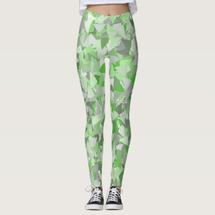 Green Grey Triangle Pattern Leggings