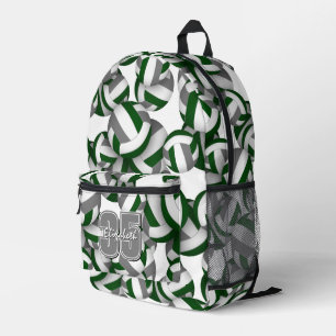 green grey volleyball pattern sports team colours printed backpack
