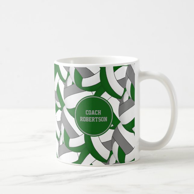 green grey volleyball team colours coach gift coffee mug (Right)