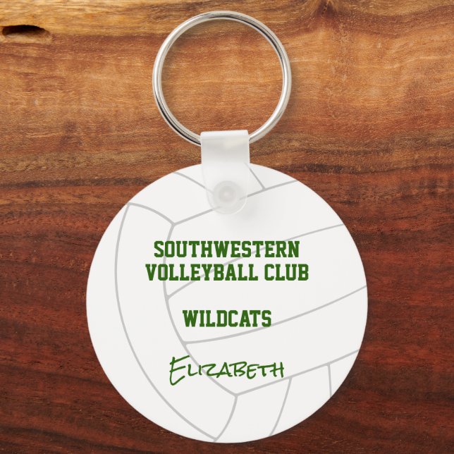 Green grey volleyball team colours key ring (Back)