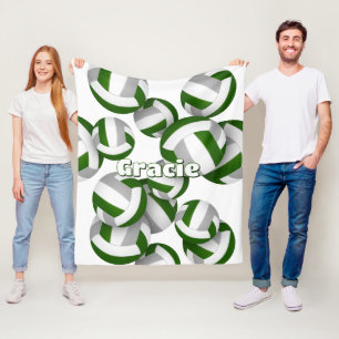 green grey volleyballs girls sports room decor fleece blanket