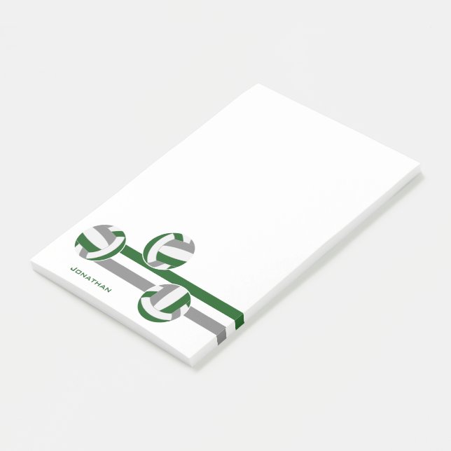 green grey volleyballs stripes player name post-it notes (Angled)