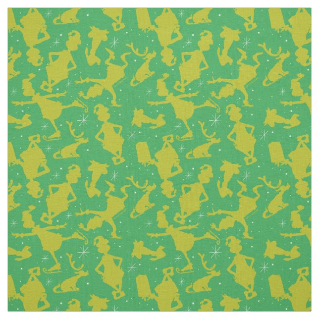 Green Grinch Ice Skating Pattern Fabric (Swatch)