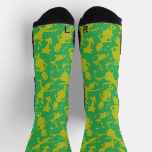 Green Grinch Ice Skating Pattern Socks