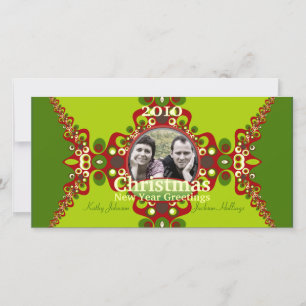 Green Groovy Christmas Holiday Photocard template