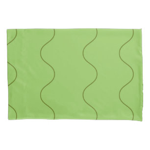 Green Groovy Wavy Line Abstract Modern Minimalist  Pillowcase