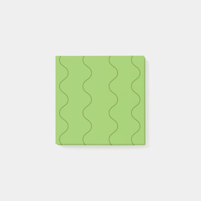 Green Groovy Wavy Line Abstract Modern Minimalist  Post-it Notes (Front)
