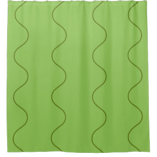 Green Groovy Wavy Line Abstract Modern Minimalist Shower Curtain