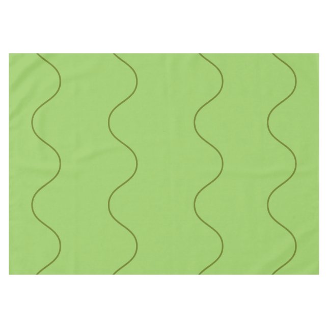 Green Groovy Wavy Line Abstract Modern Minimalist  Tablecloth (Front (Horizontal))