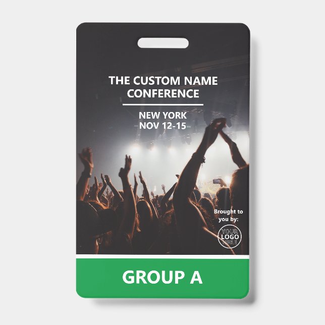 Green Group Conference QR Code Custom Access Pass ID Badge (Front)