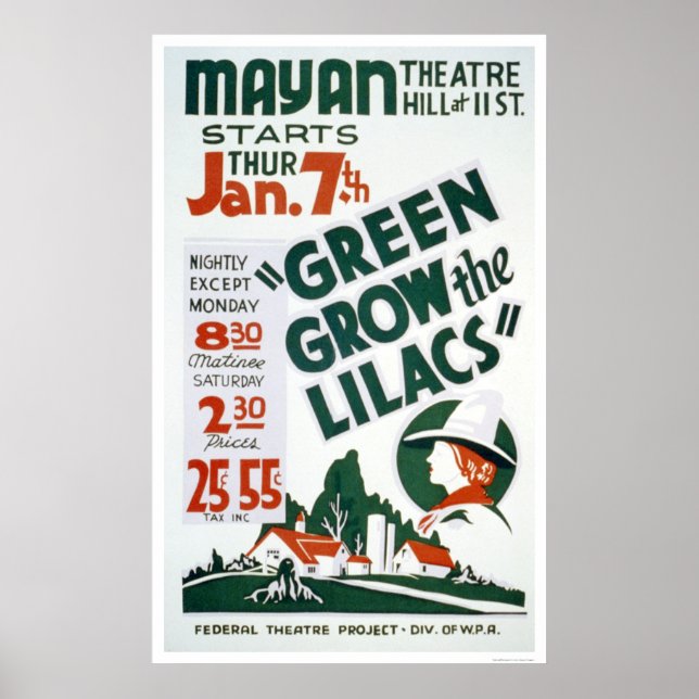 Green Grow The Lilacs 1937 WPA Poster (Front)