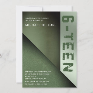 Green grudge colour block boy sweet sixteen invitation