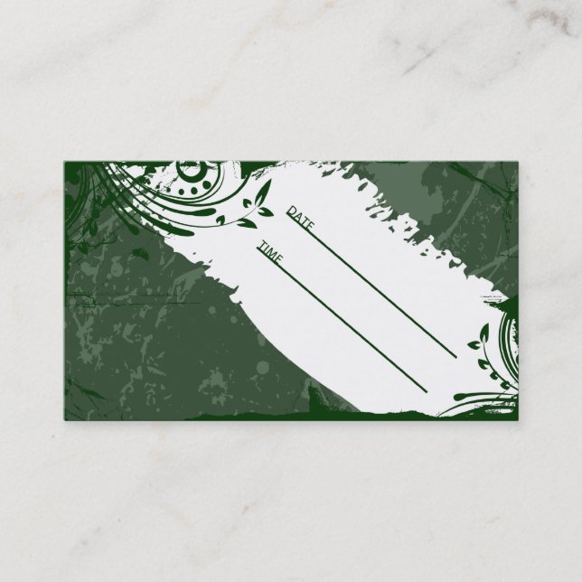 green grunge appointment card (Front)