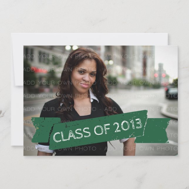 Green Grunge Banner 2013 Grad Invitation (Front)
