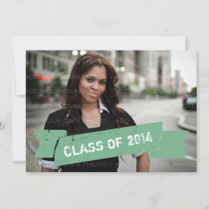 Green Grunge Banner Grad Invitation