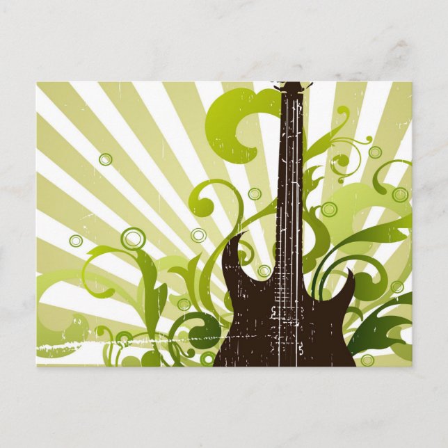 Green Grunge Guitar Postcard (Front)
