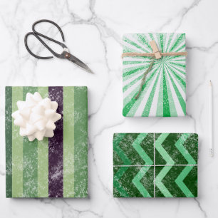 Green Grunge St. Patrick set of 3 Wrapping Paper Sheet