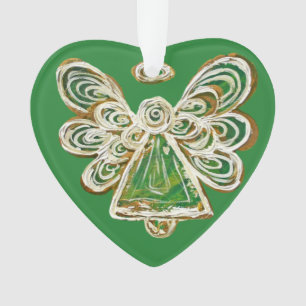 Green Guardian Angel Christmas Ornament Pendant