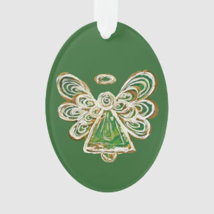 Green Guardian Angel Christmas Pendant Ornament