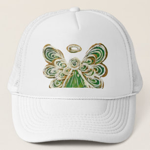 Green Guardian Angel Custom Art Hat or Cap