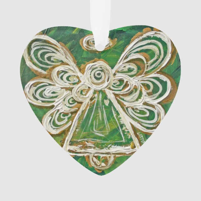 Green Guardian Angel Gift Holiday Ornament (Front)