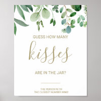 Green Guess How Many Kisses Bridal Shower Game