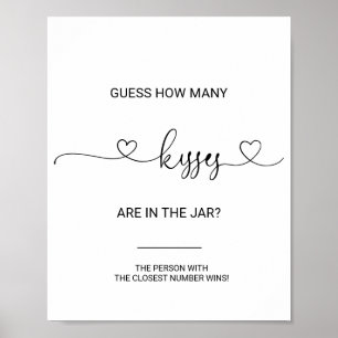 Green Guess How Many Kisses Bridal Shower Game Poster