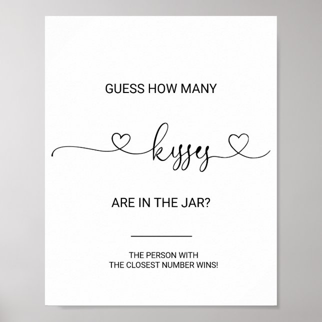 Green Guess How Many Kisses Bridal Shower Game   Poster (Front)