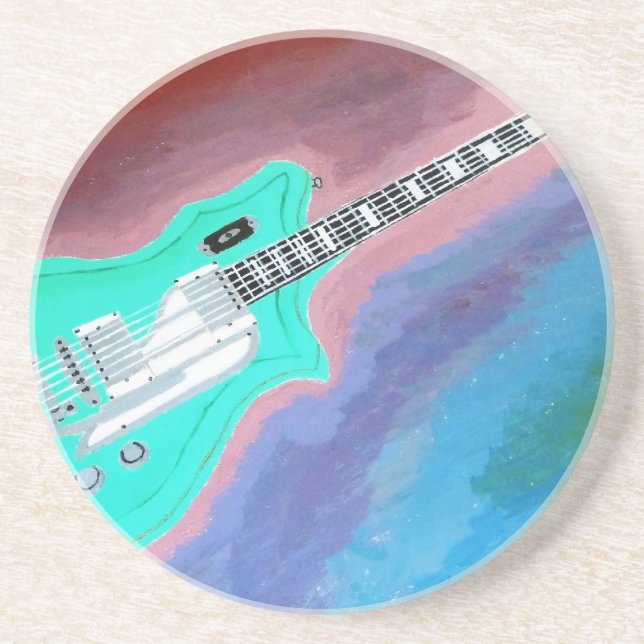 Green Guitar Coaster (Front)