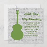 Green Guitar Grunge Wedding Invite