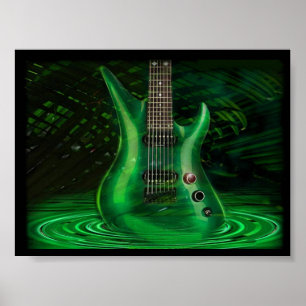 Green Guitar Poster