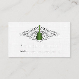 Green Guitar Swirls Place Card V2