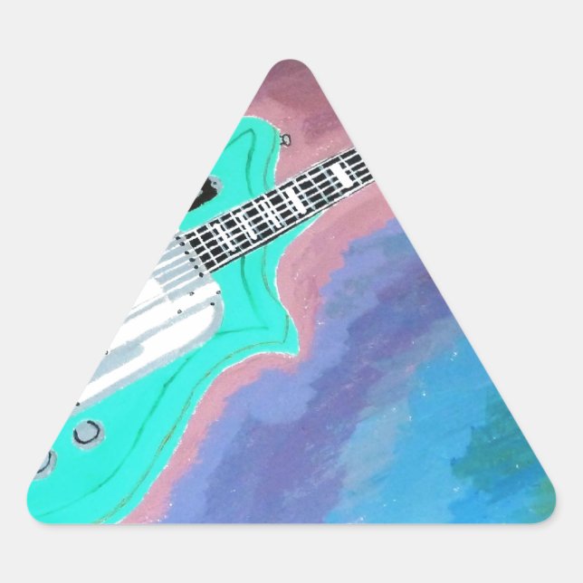 Green Guitar Triangle Sticker (Front)
