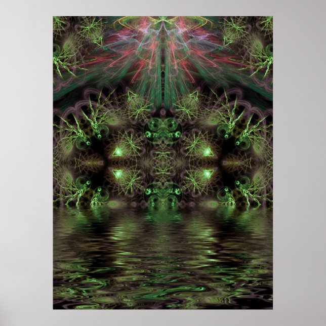 Green Gully Fractal Art Poster (Front)