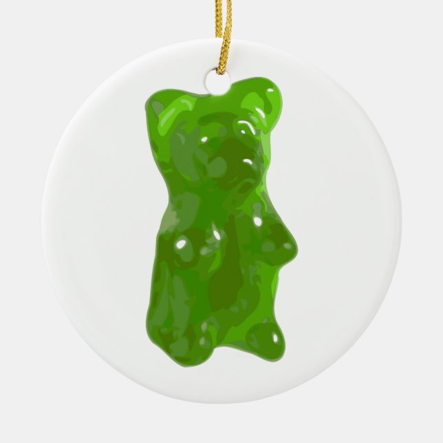 Green Gummy Bear Candy Ceramic Tree Decoration (Front)