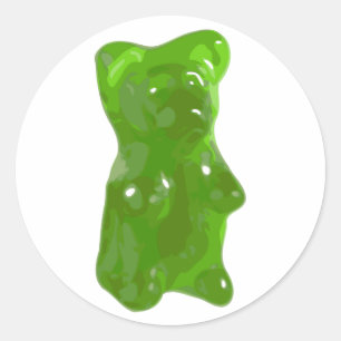 Green Gummy Bear Candy Classic Round Sticker