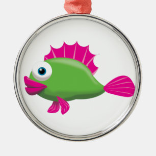 GREEN GUPPY METAL ORNAMENT