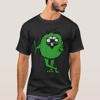 Green Guy Flips Bird - 70S Retro  T-Shirt