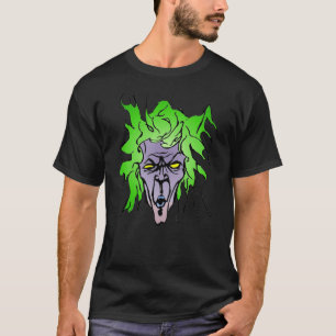 Green Hair Comic Book Villain with Purple Skin T-Shirt