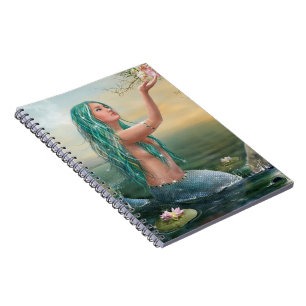 green haired mermaid notebook