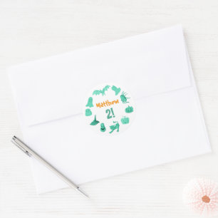 Green Halloween birthday party Classic Round Sticker