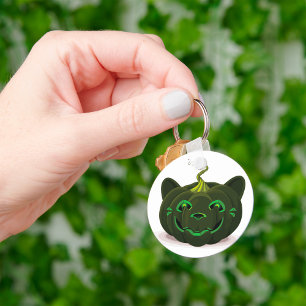 Green Halloween Pumpkin Key Ring