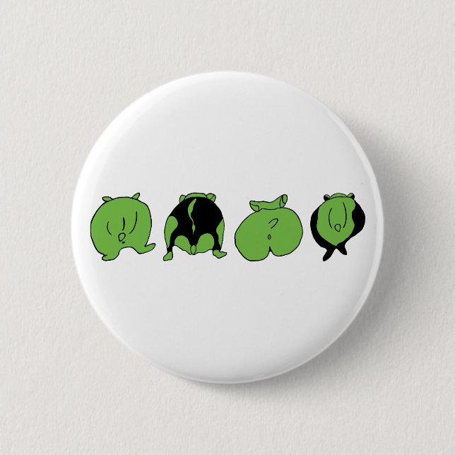 Green Hamster Butts 6 Cm Round Badge (Front)