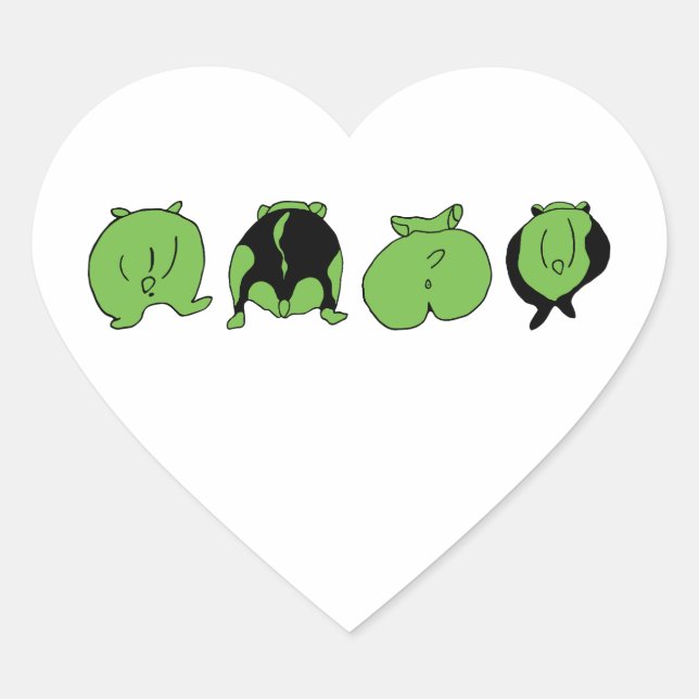 Green Hamster Butts Heart Sticker (Front)