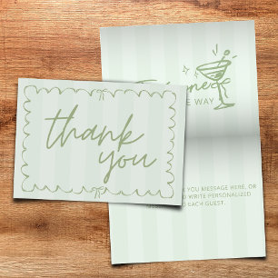 Green Hand Drawn A Tini One Baby Shower Folded Thank You Card