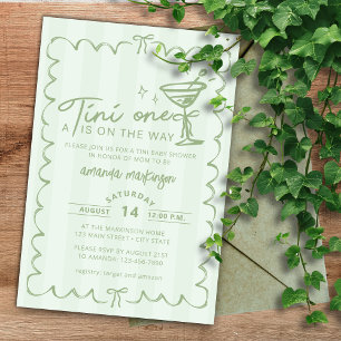 Green Hand Drawn A Tini One Baby Shower Invitation