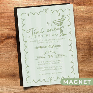 Green Hand Drawn A Tini One Baby Shower Magnetic Invitation